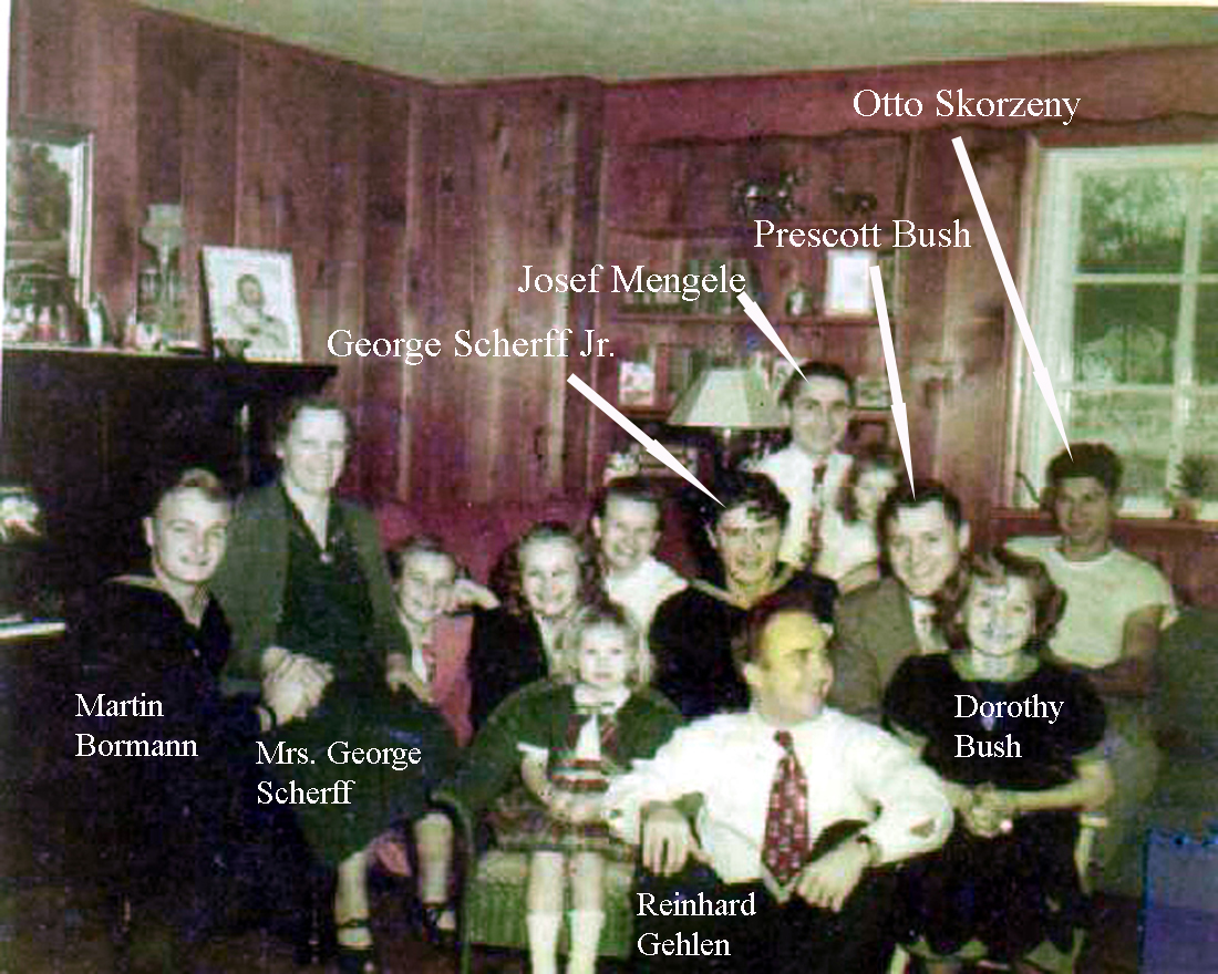 Scherff family & friends ca. 1930s with arrows and text added
